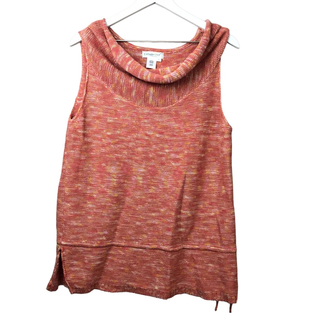 Coldwater Creek Cowl Neck Sleeveless Knit Sweater Vest Women Sz L